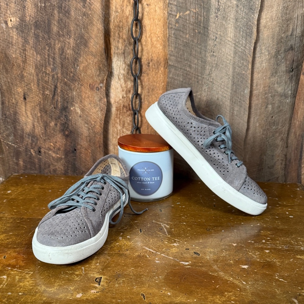 Vaneli Sport Gray Oneida Perforated Suede Sneakers